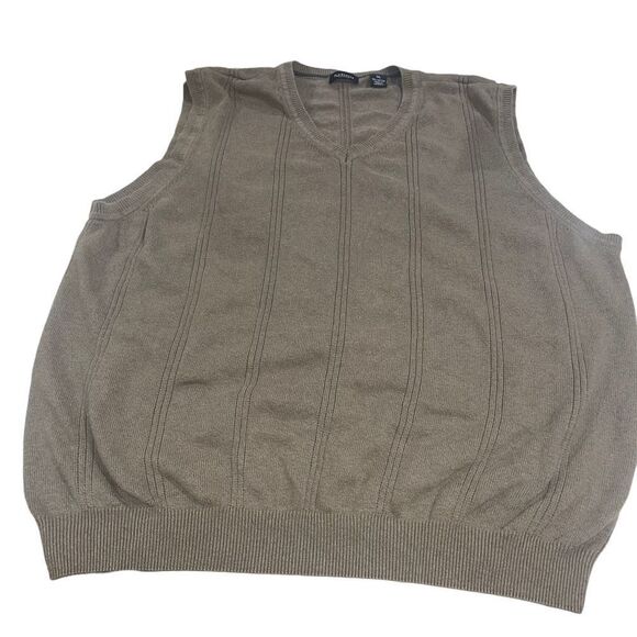Van Heusen V-Neck‎ Light Brown / Grey Sweater Vest - Size XXL - Picture 1 of 7